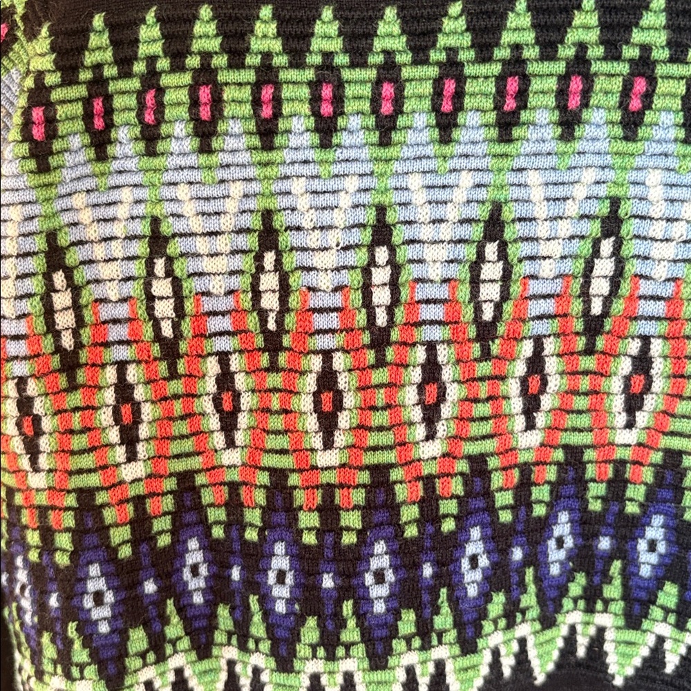 High Wool Sweater with Colorful Geometric Pattern - Picture 2 of 6